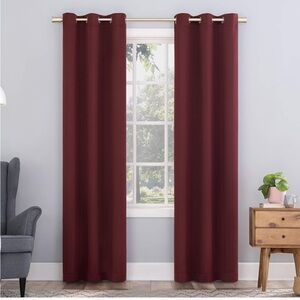 Red Grommet-Top Curtains with Textured Design
